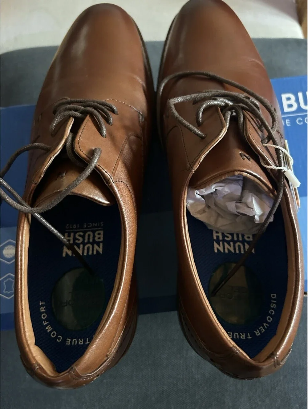Nunn Bush Chase Plain Toe Oxford Men's Dress Casual Shoes - Cognac Multi